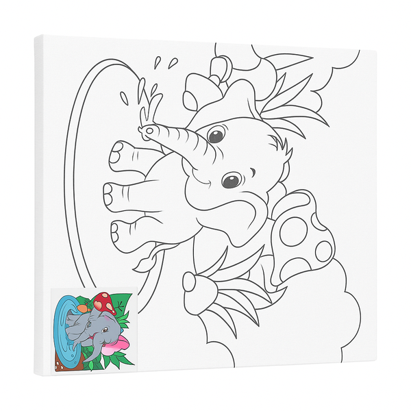 Elephant DIY Painting Canvas for Children-40 x 30cm Canvas-5 x Canvas