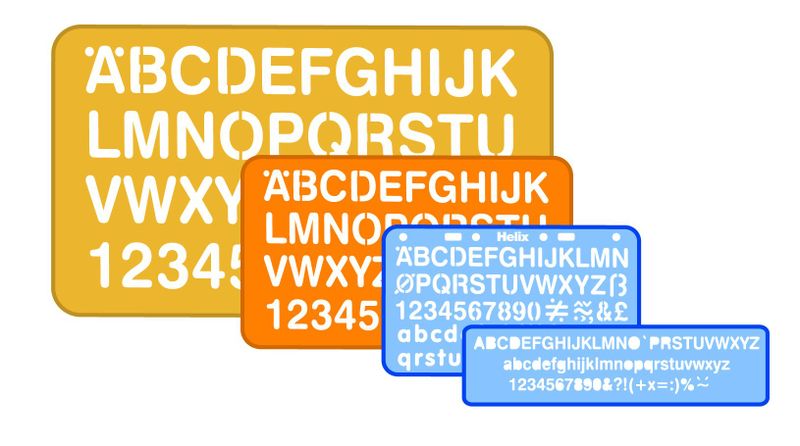 Helix Lettering Stencil Set - 4 Piece
