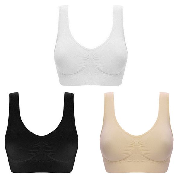 Women's 3-Pack Seamless Yoga Bra - No Wire, Double-Layer Comfort