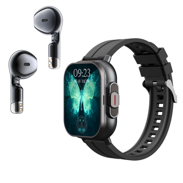 2-in-1 Smart Watch + TWS Earbuds, 2.01" Color Screen, Heart Rate Monitor