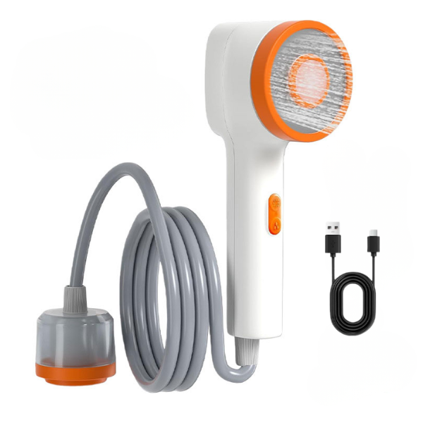 Portable Camping Shower with Built-in Pump LED Light 2500mAh Rechargeable