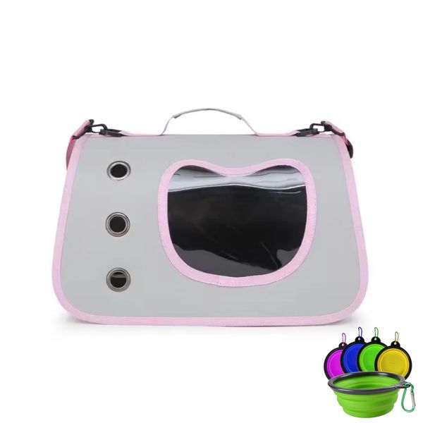 Portable Pet Carrier Bag for Cats/Dogs with Collapsible Travel Bowl -Yellow