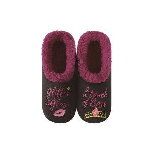 Snoozies! Ladies Glitter and Gloss Fleece Slippers