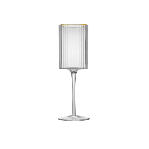 JAN - Opulent White Wine with Gold Rim Set of 2