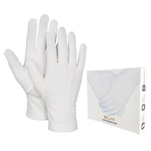10 Pair Set Bellan Butler Service Gloves | 100% Cotton White Gloves