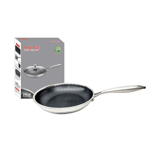 AOTE 28cm Non Stick Frying Pan with Lid, Stainless Steel Frying Pan/Skillet