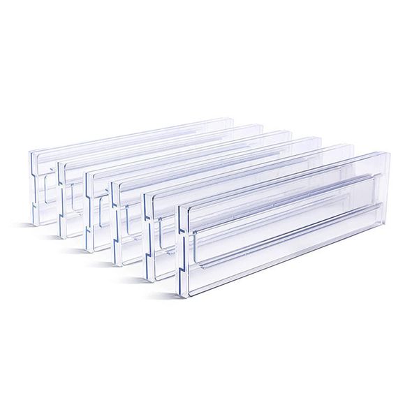 6-Pack Clear Acrylic Drawer Dividers - Adjustable &amp; Expandable Organizer