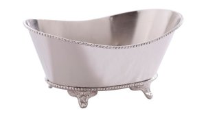 Boat Shape Plain Decorative Flower Bowl with Legs - Silver Plated