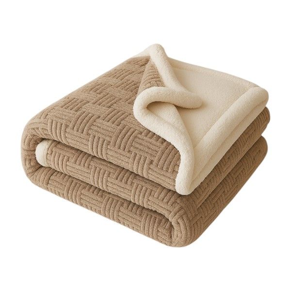 Chunky Fleece Throw Blanket - Khaki Beige