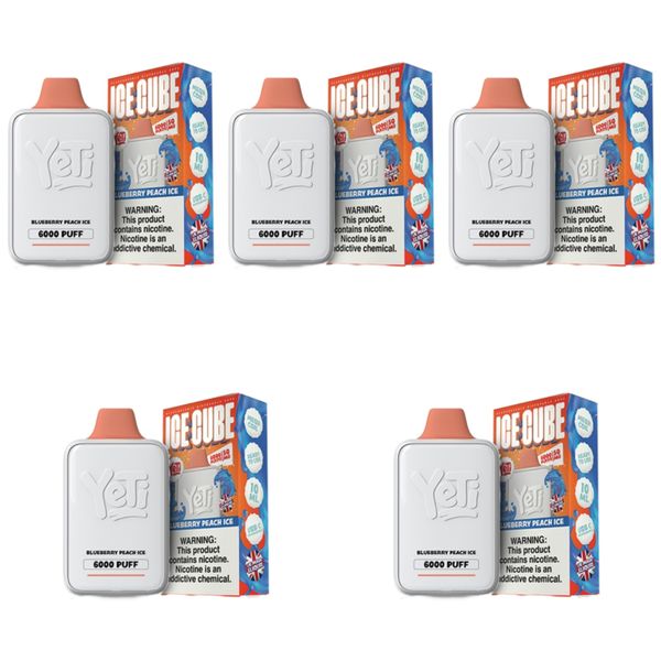 Yeti Ice Cube 6000 Puff Disposable Vape - Blueberry Peach Ice (Pack of 5)