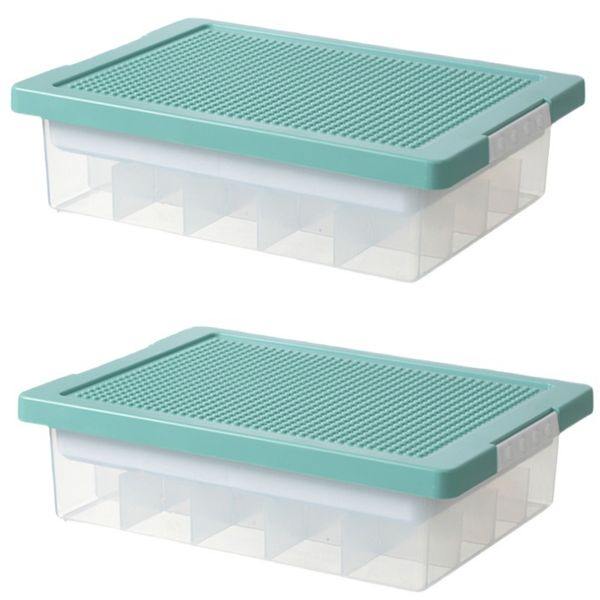 Storage Box for Lego Toys Storage Organizer Clear with Handy Lid - Pack of 2