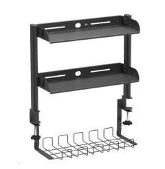 Alanes 2-Tier Clamp On Desk Organizer Shelf With Cable Management Tray