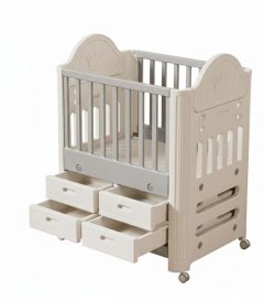 Multi-Functional Baby Crib &amp; Cot with 8 Integrated Storage Drawers - Grey