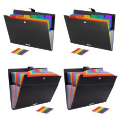 A4 Expanding Portable Folder File Organizer Set of 4(13 grid+7 grid)x2pcs