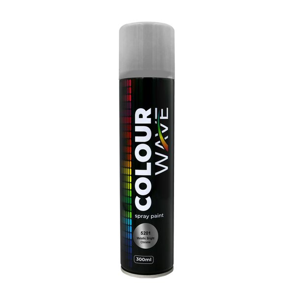 Colour Wave 300ml Metallic Bright Chrome Spray Paint