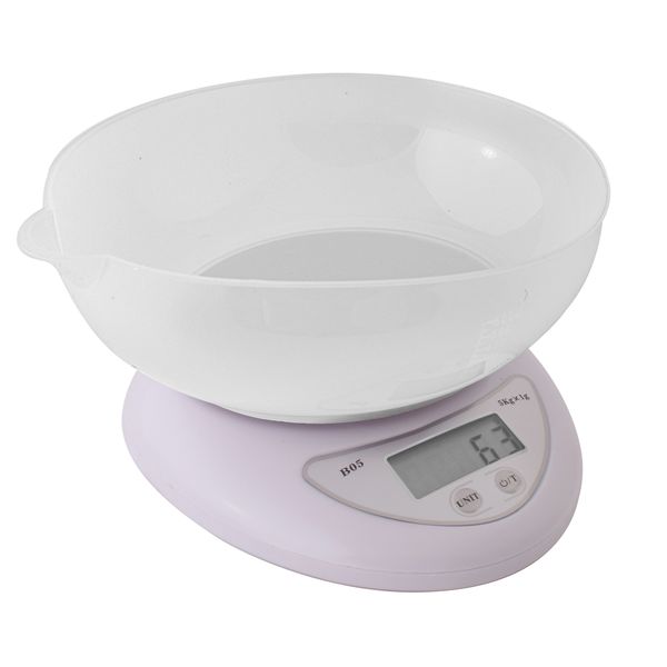 Electronic Kitchen Scale with Bowl-Digital Food Weighing Scale(White)