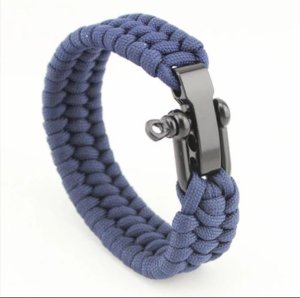 YALLI Men's/Women's Survival Cord Bracelet Adjustable Buckle Navy