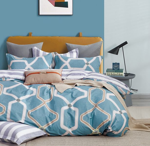 Linen Boutique - Duvet Cover Cotton Set-Chain PaleTurquoise