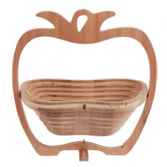Wood Grain Collapsible Wooden Apple Fruit Basket Bowl/Storage Holder Rack