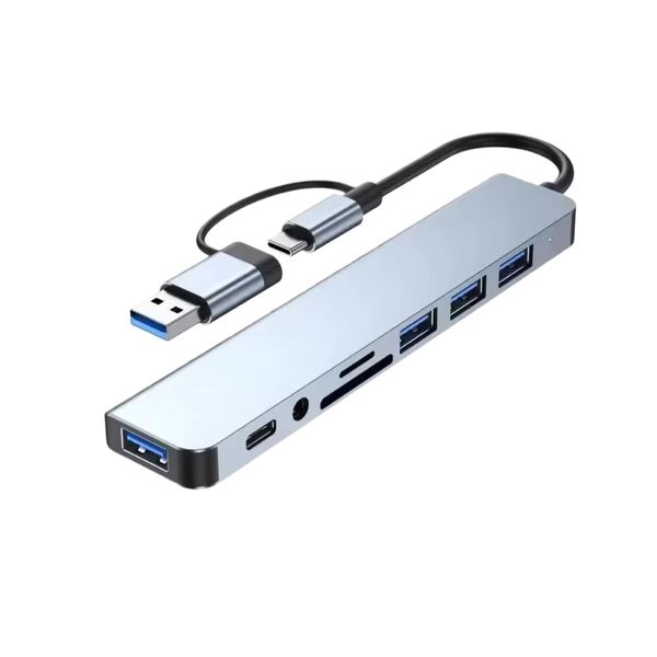 USB Type-C Hub 8-in-1 with Card Reader Compatible with Huawei PC