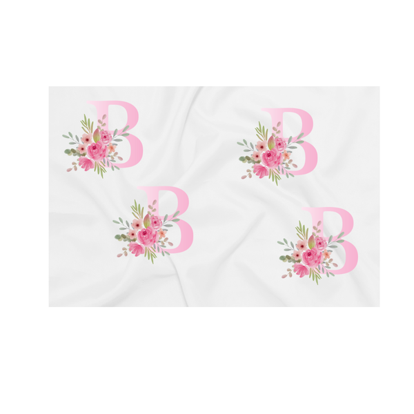 Baby Blanket - Pink Flowers - Letter B