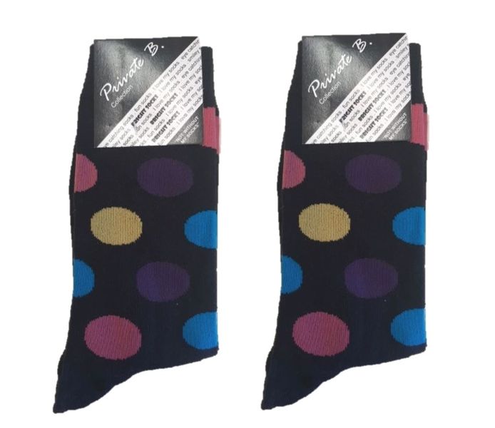Private Benjamin Luxury Cotton Fashion Socks - 2 Pairs Polkadot Multi