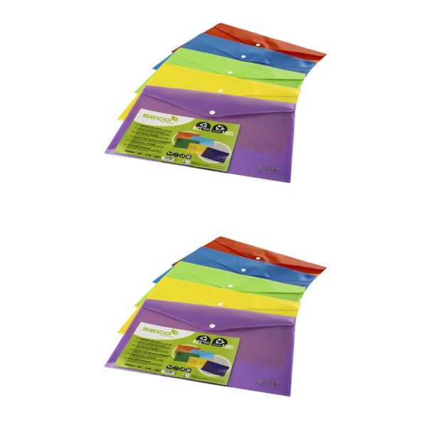 Seco Popper Wallet Landscape Assorted Colours A4+ (PK5) - Pack of 2