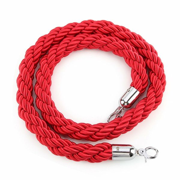 Red Braided Stanchion Rope - Silver Clip