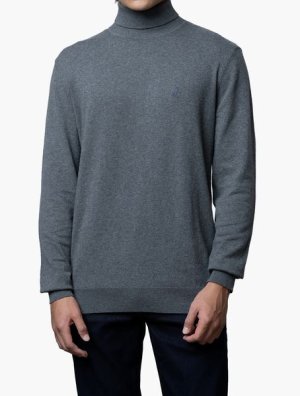Polo Grey Melange Roll Neck Long Sleeve Top