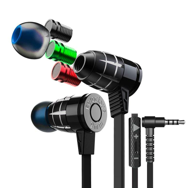 Plextone G25 - Mark III - Pro Gaming Earphones with HD Mic &amp; Case - Black