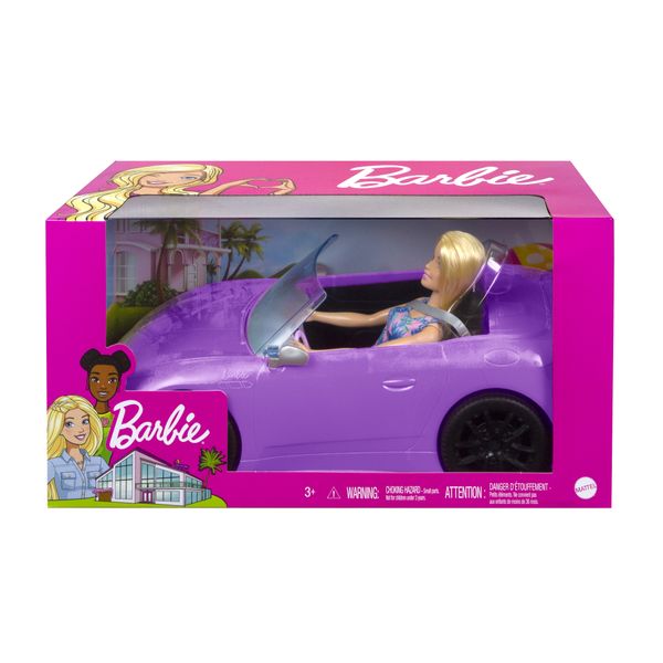 Barbie Doll ( Blonde) &amp; Purple Convertible Car