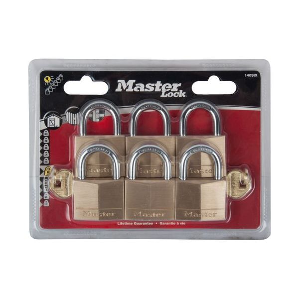 Mackie - Master Pad Lock Brass 6Pack 50mm Keyd Alike