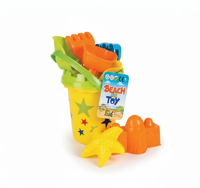 Beach Buddy 6 Piece Toy Set in Bucket for Kids Sand and Water Play