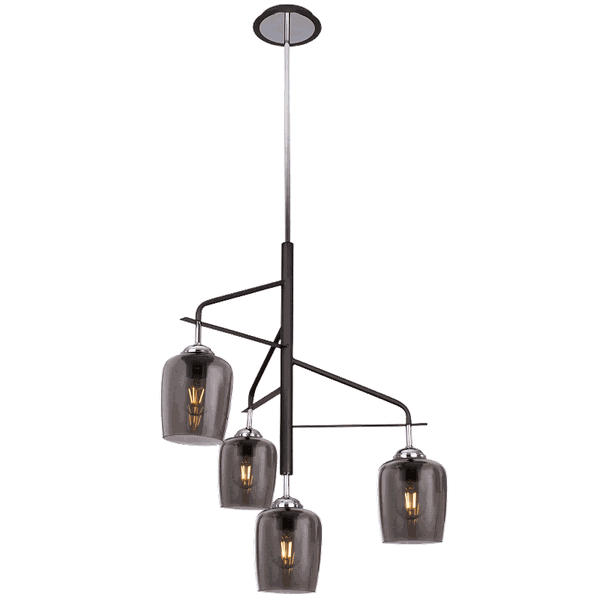 Polished Chrome Chandelier with Smoke Colour Glass