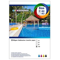 Ink Warehouse Sublimation Heat Transfer A4 Paper 100 Sheets