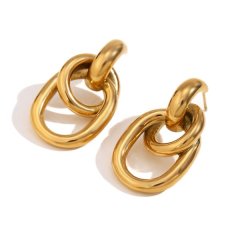 S925 Round Oval 18K Stud Earrings For Women