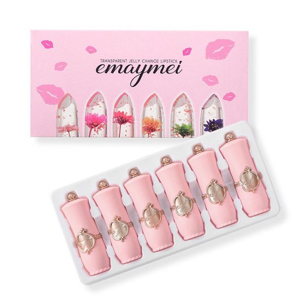 Crystal Clear Flower Jelly Lipstick Temperature Color Changing Lip Balms
