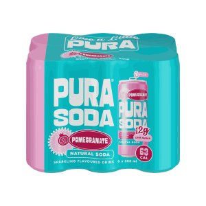 Pura Soda Pomegranate - 4 x 6-Pack | Refreshing Sparkling Water