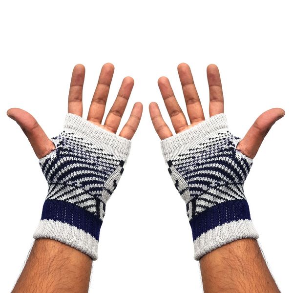 BUFFTEE Fingerless Mittens - Warm Winter Fingerless Gloves - Navy