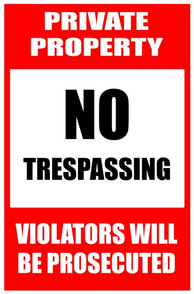 Private Property No Trespassing Violators Will Be Prosecuted 40x60cm Sign.