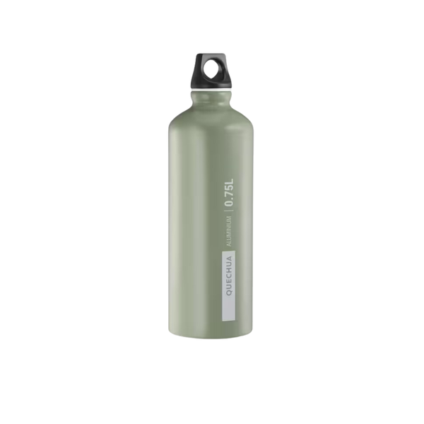 Quechua Aluminium hiking flask 100 with screw cap 0.75 litre - khaki