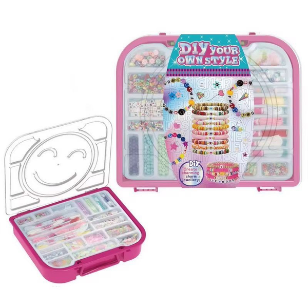 DIY Your Own Style Jewellry Making Kit - Clay Beads &amp; Charms Set (Pink)