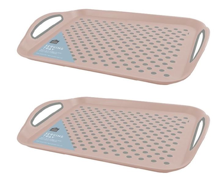 2 Anti Slip Serving Trays (Pink)
