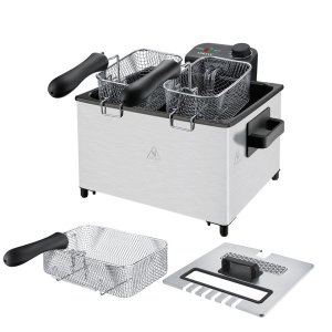 2000W High Power Deep Fat Fryer 5.5L Triple Basket Stainless Steel