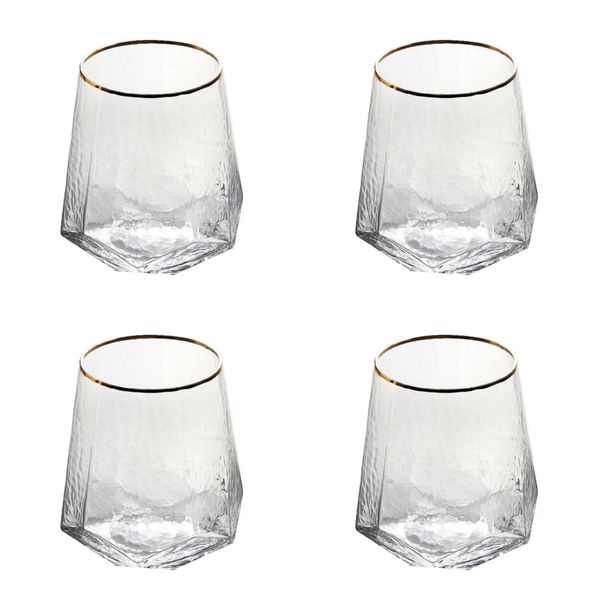0806-24 4pcs Water Glass Set with Golden Rim