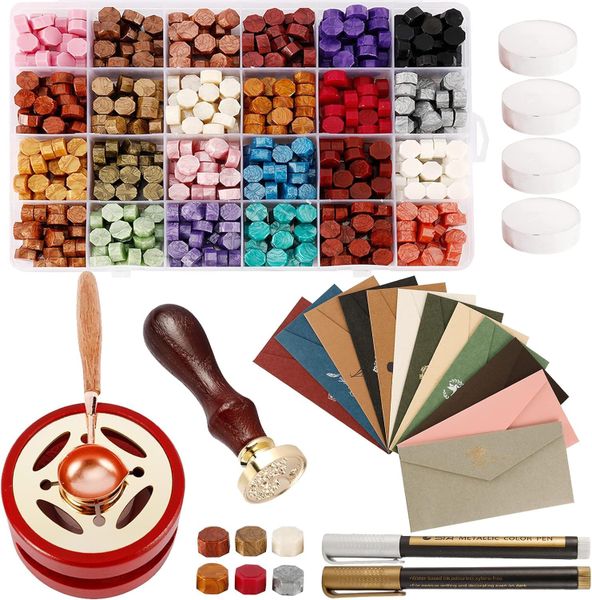 620 Pcs Wax Seal Set with Wax Seal Beads,Wax Seal Stamp Gift Box