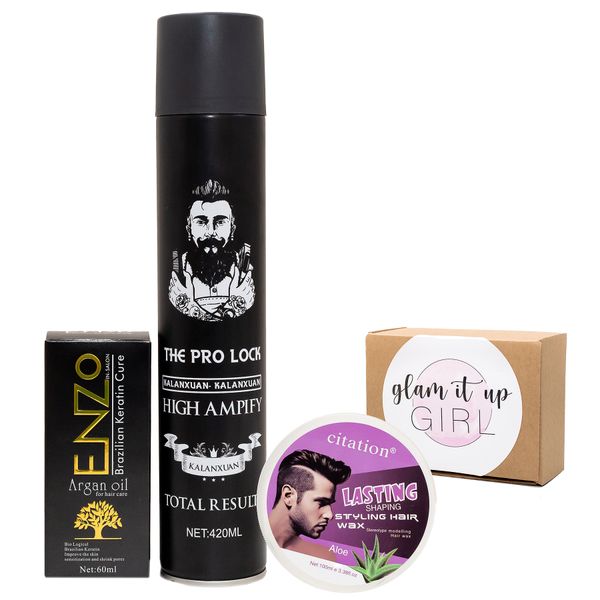 Men Professional Grooming Kit -Spray, Wax, Enzo Hair Oil