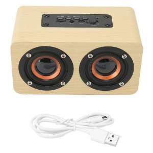 Retro Bluetooth Speaker Built in Mic Wireless Speaker Yellow Wood Grain