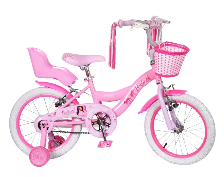 Girls Barbie Bicycle with Basket and Rear Child Seat