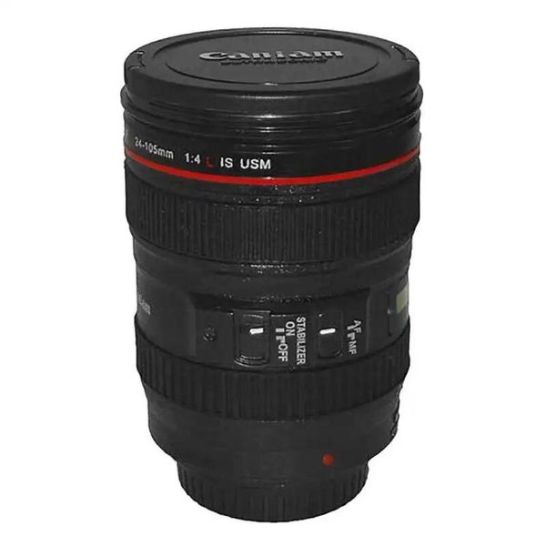Thermal Insulation Steel Camera Cup Lens Coffee Mug With Lid 24-105mm